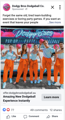 Dodgy Bros Facebook ad creative — concept 7