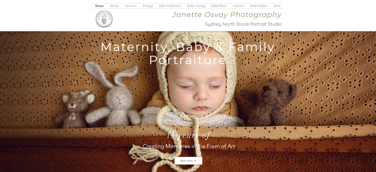 Janette Osvay Photography website landing page