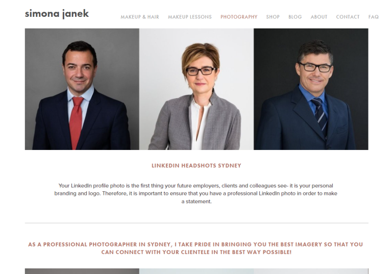 Simona Janek LinkedIn Headshots Sydney landing page