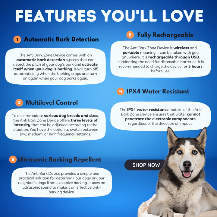 The Anti Bark Zone — features infographic creative